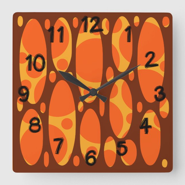 1970s Layered Ovals  Square Wall Clock (Front)