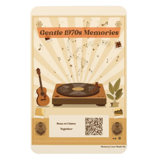 1970s Memory Care Music Playlist Magnet Dementia (Vertical)