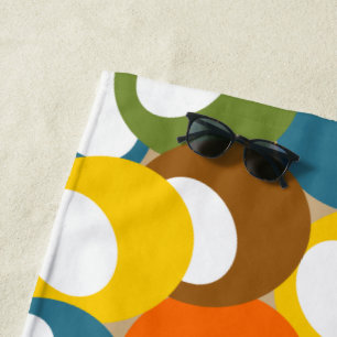 1970s Olive Circles Beach Towel