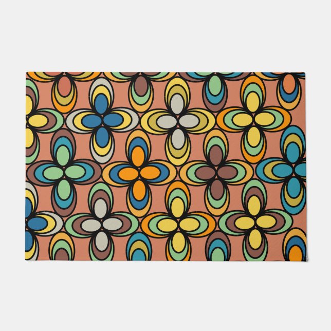 1970s Oval Flowers  Doormat (Front)