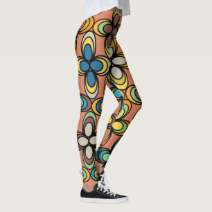 1970s Oval Flowers  Leggings