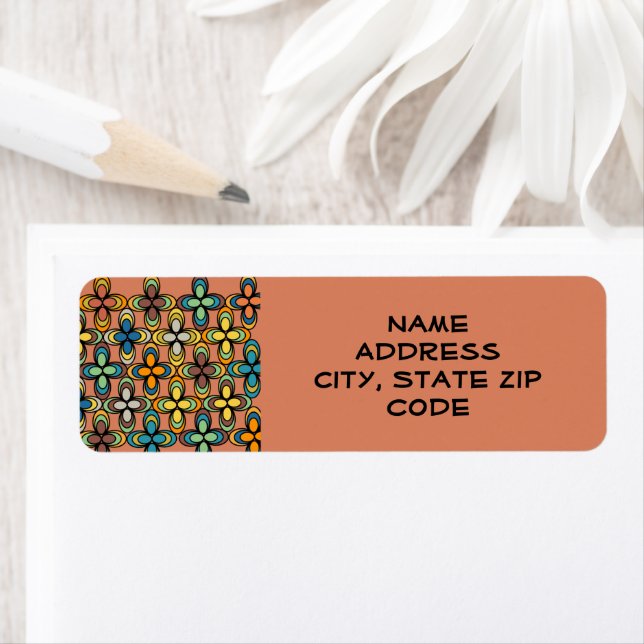 1970s Oval Flowers  Return Address Label (Insitu)