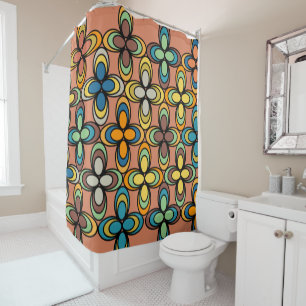 1970s Oval Flowers Shower Curtain