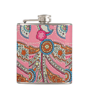 1970's paisley hipster retro vintage hipflask hip flask