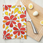 1970s Retro Abstract Flowers Red Orange Yellow Tea Towel<br><div class="desc">This fabulously funky 1970s retro  kitchen towel features red abstract flowers releasing orange and yellow seeds. Add that pop of colour and cheer into your kitchen decor by having this towel hang from the oven door!</div>