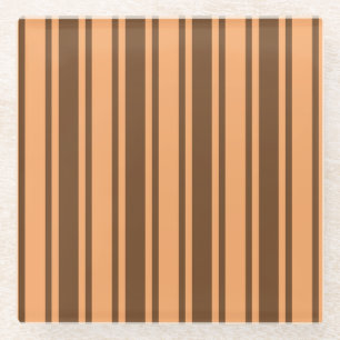 1970s retro brown candy stripes glass coaster