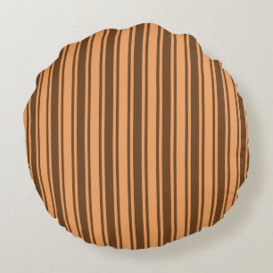 1970s retro brown candy stripes round cushion