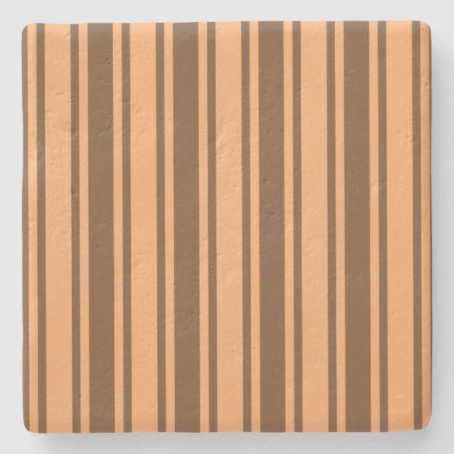 1970s retro brown candy stripes stone coaster (Front)