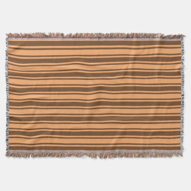 1970s retro brown candy stripes throw blanket (Front)