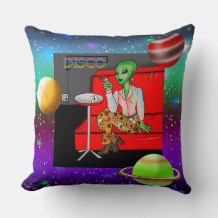 1970's Retro Extraterrestrial in Disco Lounge Cushion