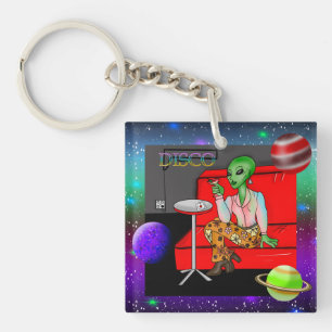 1970's Retro Extraterrestrial in Disco Lounge   Key Ring