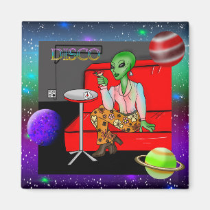1970's Retro Extraterrestrial in Disco Lounge Magnet