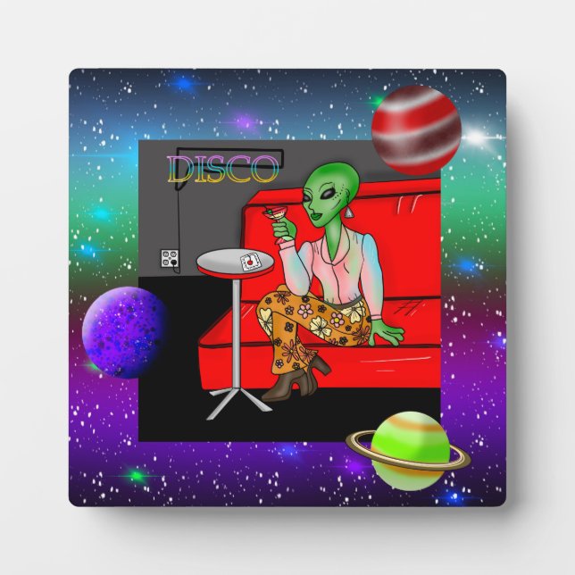 1970's Retro Extraterrestrial in Disco Lounge Plaque (Front)