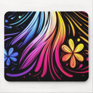 1970's Retro Flowers on a Laptop Desktop Computer Mouse Pad