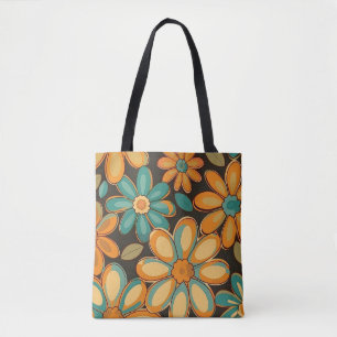 1970s Retro Flowers Tote Bag