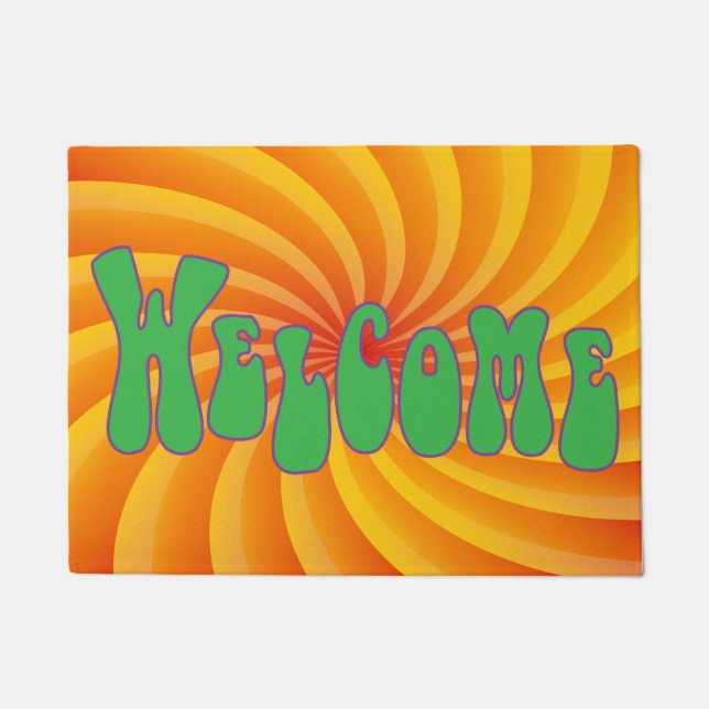 1970s Retro Hippie Boho Welcome Doormat (Front)