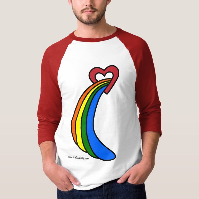 1970's Retro Rainbow Waterfall through Heart Shirt (Front)