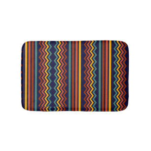 1970s retro vintage stripes and zigzag bath mat