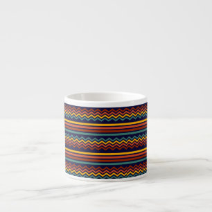 1970s retro vintage stripes and zigzag espresso cup