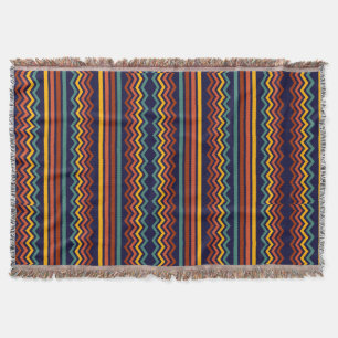 1970s retro vintage stripes and zigzag throw blanket