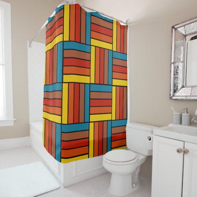 1970s Squares  Shower Curtain (In Situ)