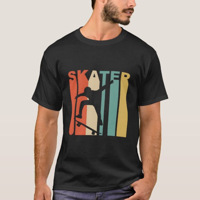 1970'S Style Skater Skateboarder Skateboarding T-Shirt (Front)