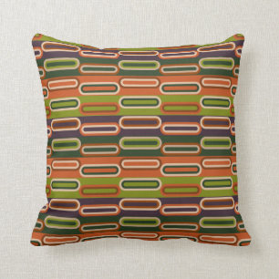 1970s Supergraphics Orange & Green Cushion