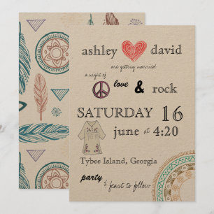 1970s themed wedding invitation