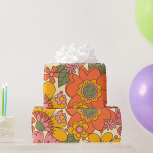 1970's Vintage Floral Pattern Wrapping Paper
