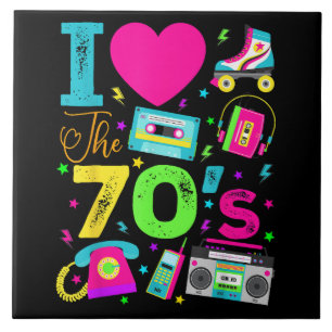 1970's Vintage Style Seventies Retro Partyc Ceramic Tile