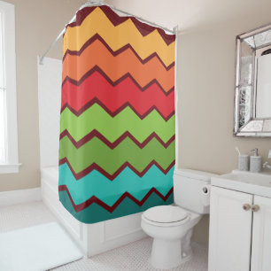 1970s Zigzag   Shower Curtain
