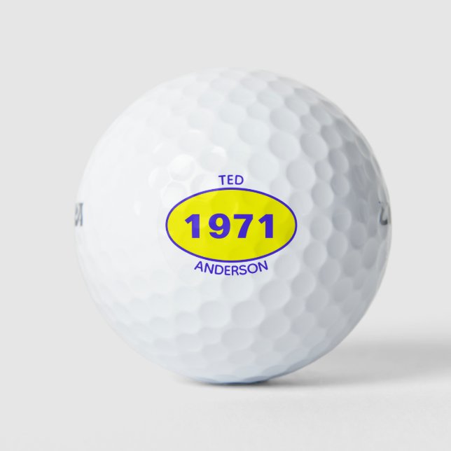 1971 50th Birthday Yellow Name Any Year Golf Balls (Front)