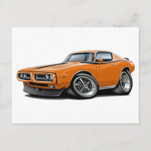 1971-72 Charger Orange-Black Car Postcard