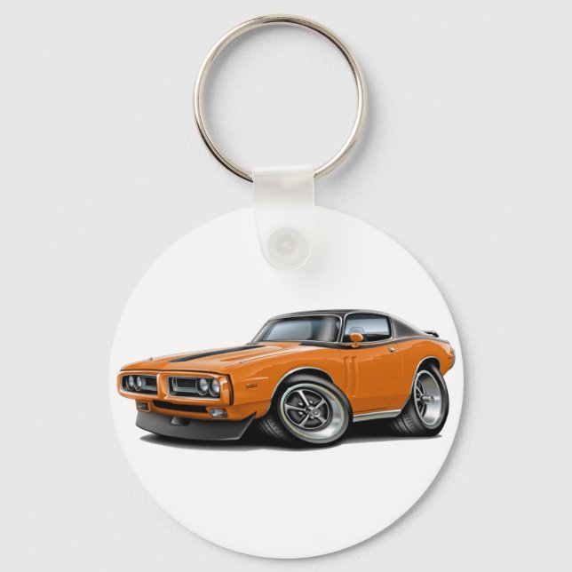 1971-72 Charger Orange-Black Top Car Key Ring (Front)