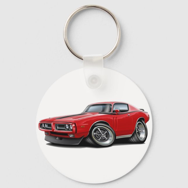1971-72 Charger Red-Black Car Key Ring (Front)