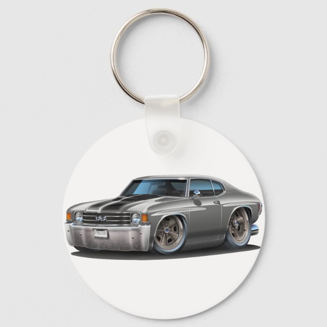 1971-72 Chevelle Grey-Black Car Key Ring (Front)