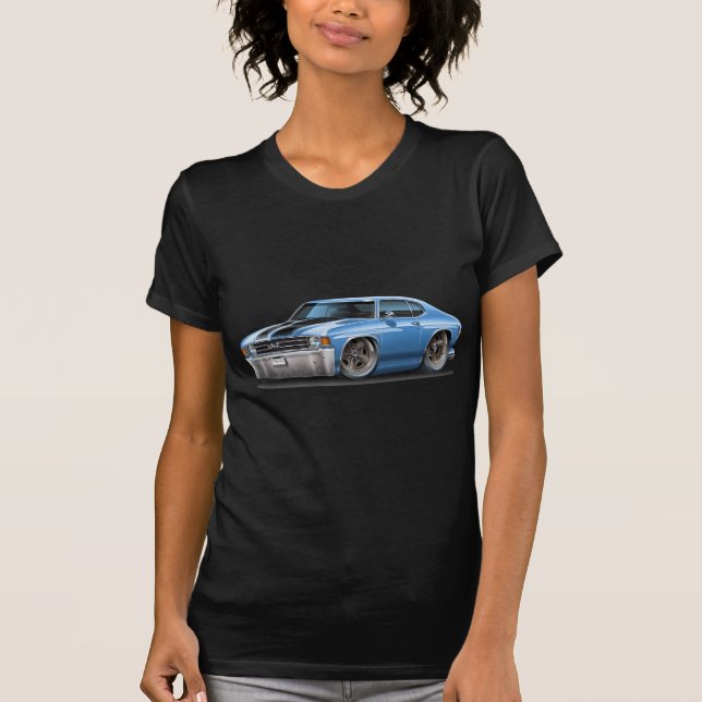 1971-72 Chevelle Lt Blue-Black Car T-Shirt (Front)
