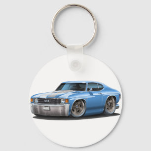 1971-72 Chevelle Lt Blue-White Car Key Ring