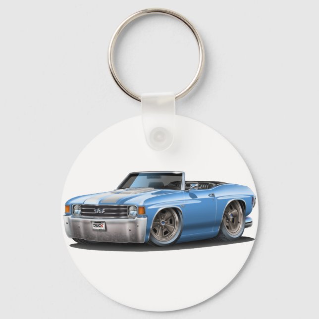1971-72 Chevelle Lt Blue-White Convertible Key Ring (Front)