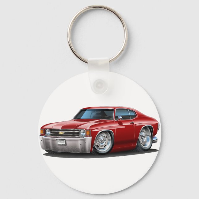 1971-72 Chevelle Maroon Car Key Ring (Front)