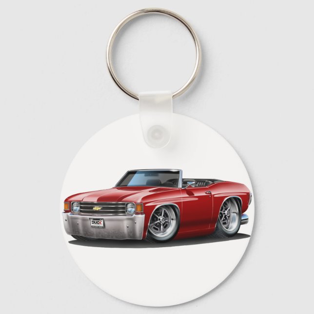1971-72 Chevelle Maroon Convertible Key Ring (Front)