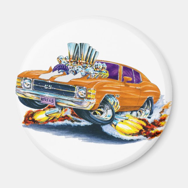 1971-72 Chevelle Orange-White Car Magnet (Front)