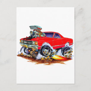 1971-72 El Camino Red-Black 4x4 Monster Truck Postcard
