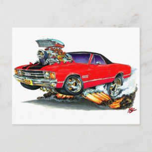 1971-72 El Camino Red-Black SS Truck Postcard