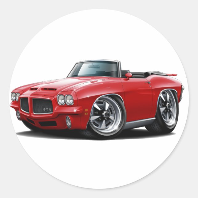1971-72 GTO Red Convertible Classic Round Sticker (Front)