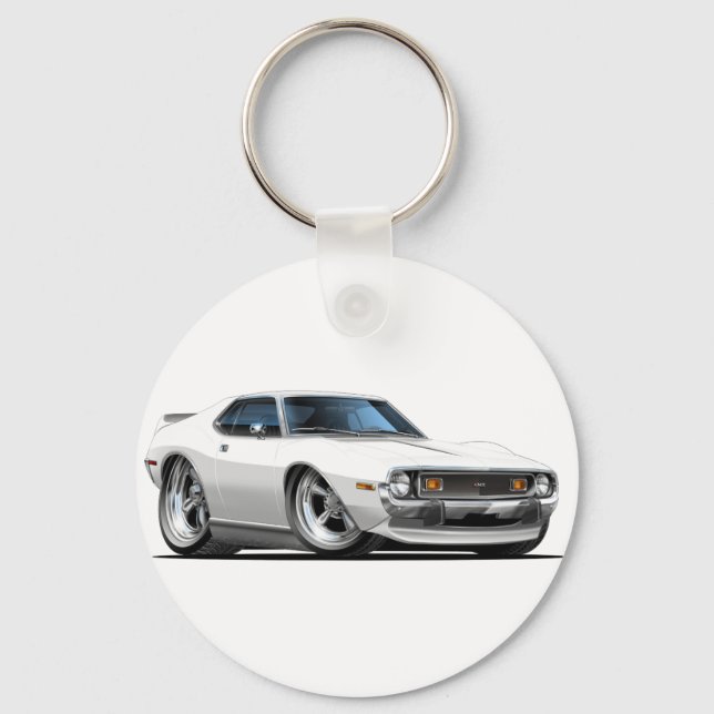 1971-72 Javelin White Car Key Ring (Front)