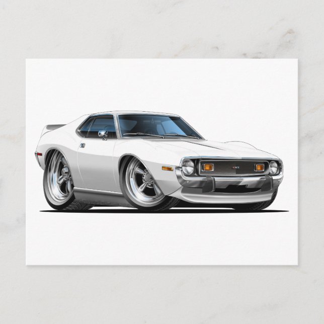 1971-72 Javelin White Car Postcard (Front)