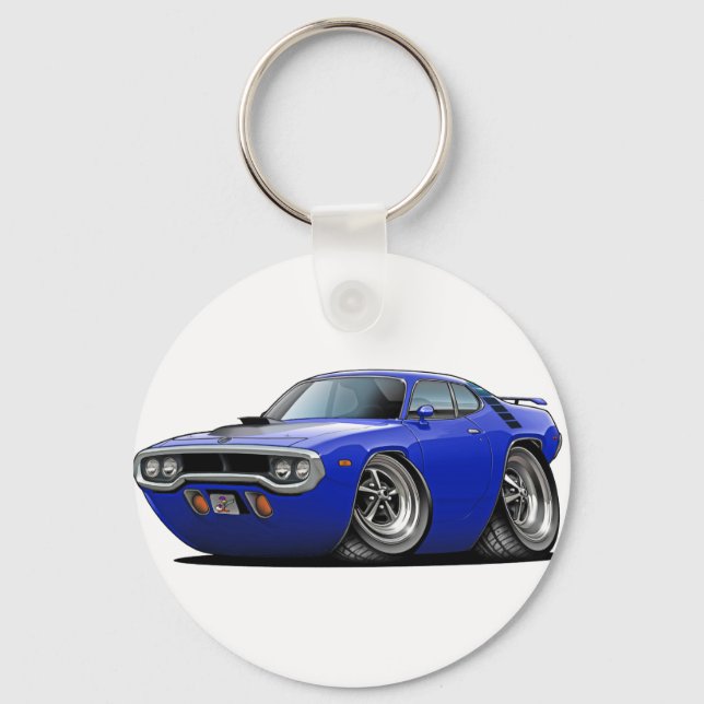 1971-72 Roadrunner Blue-Black Car Key Ring (Front)
