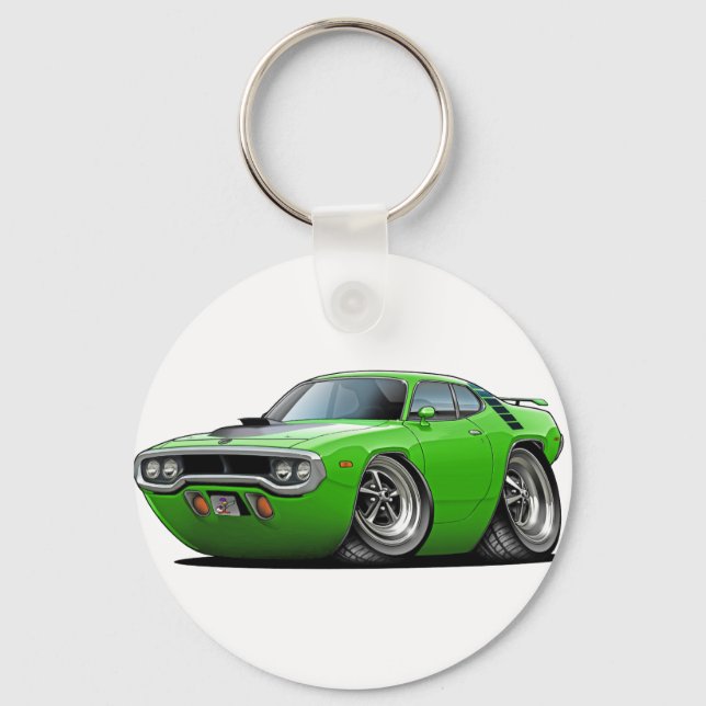 1971-72 Roadrunner Lime-Black Car Key Ring (Front)