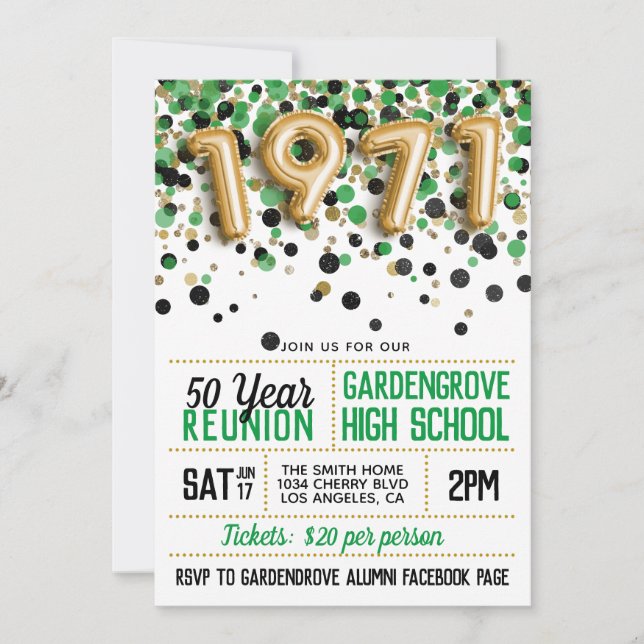 1971 High School College Reunion Invitation (Front)